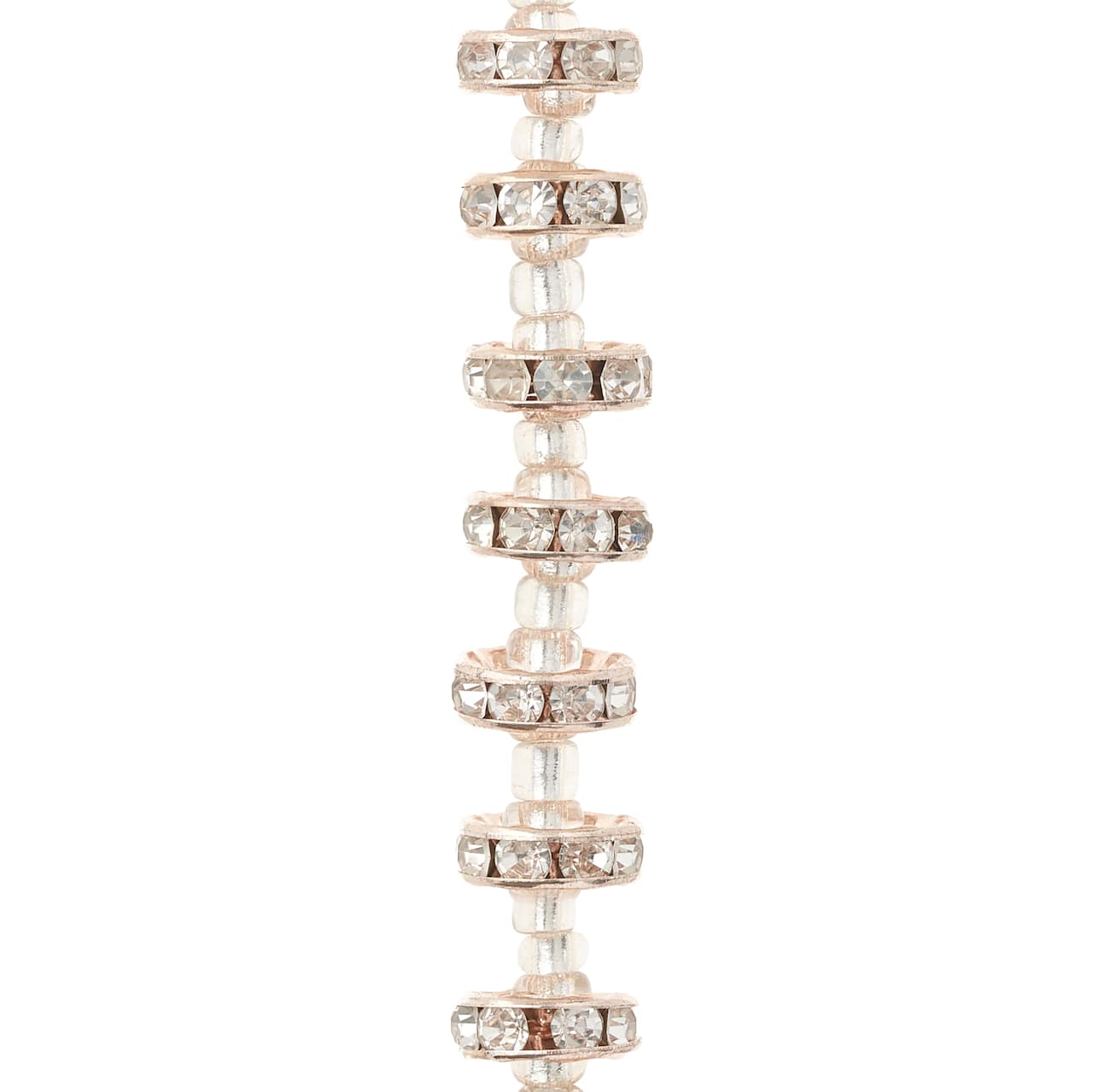 12 Pack: Rose Gold Rhinestone Studded Rondel Beads, 10mm by Bead Landing™